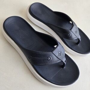Sperry Navy Rubber Flip-Flop Sandals with White Sole
